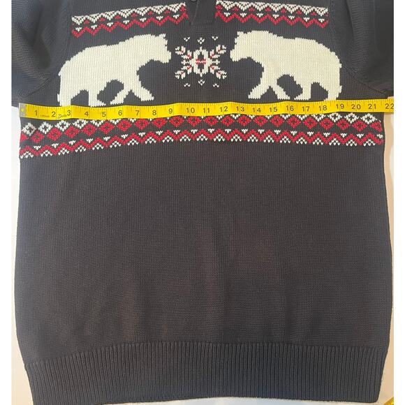Chaps Men’s Polar Bear Fair Isle Collar Holiday Sweater M Winter Knit Pullover - Picture 6 of 8